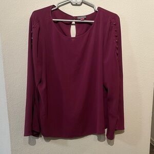 Vince Camuto Deep Red Blouse with Button Accents